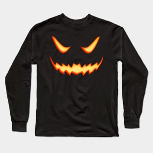 Halloween Trick Or Treat Scary Glowing Jack O Lantern Face Long Sleeve T-Shirt